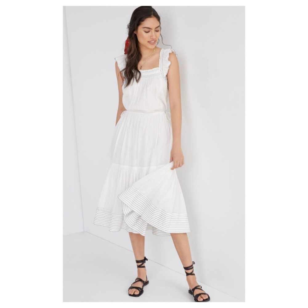 NWOT Anthropologie Magali Pascal Ruffled Tiered Maxi Dress in White  Size Small